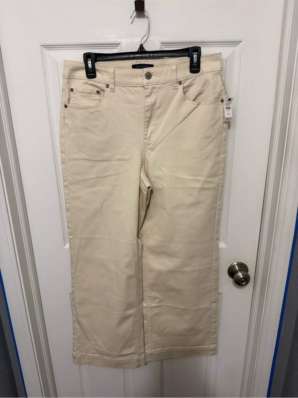 Talbots Simply Flattering Cream Denim Pants Jeans Sz 12P Petite Casual Office